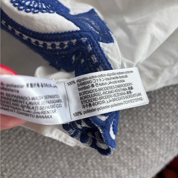 Zara White Cotton Embroidered Cropped Blouse Size M - Picture 9 of 16